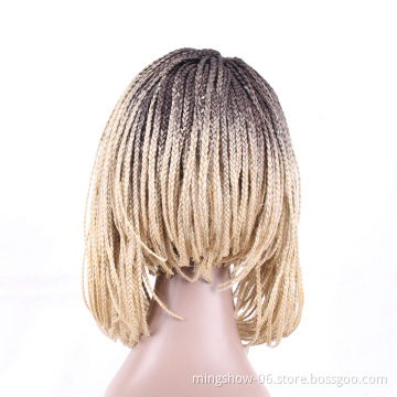 Micro Lace Front Braid Wig Short Blonde Black Wigs For Women Heat Resistant Synthetic Hair